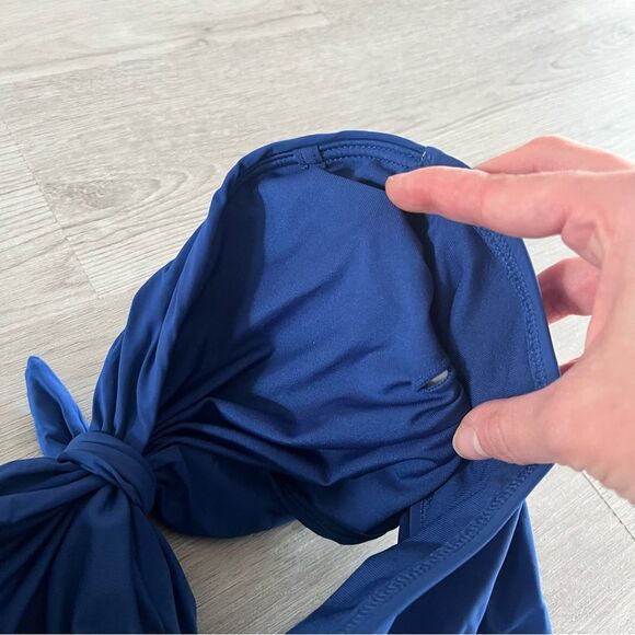 NWT Kate Spade Capri Blue Tie Front Bow Bandeau One Piece Swimsuit Size Small - Picture 6 of 9